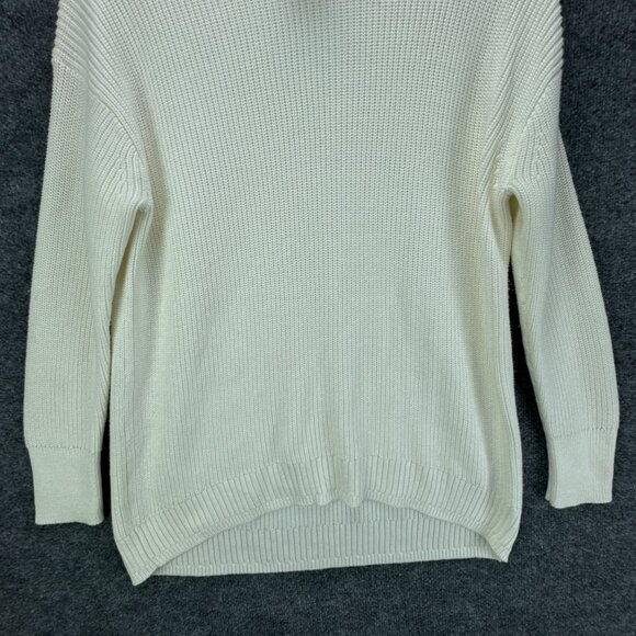 J Crew Sweater Womens Small Pullover Ivory Turtleneck Cotton Cashmere Relaxed - Picture 3 of 14